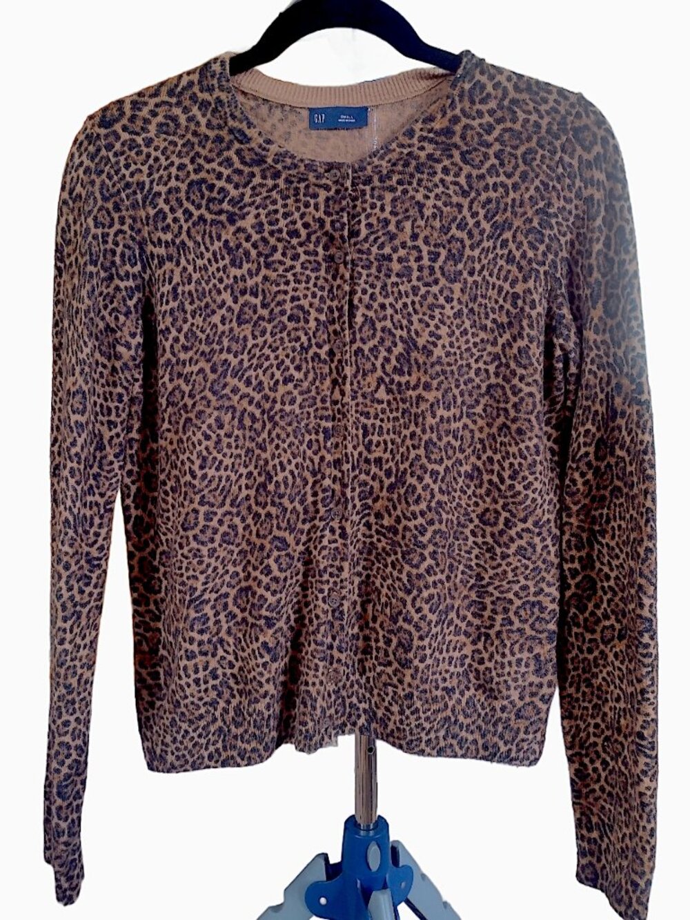 Gap Button Up Cardigan Brown Tan Black Leopard Print Size Small